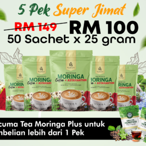 Kopi Moringa + Astaxanthin - 5 Pek + Free Gift